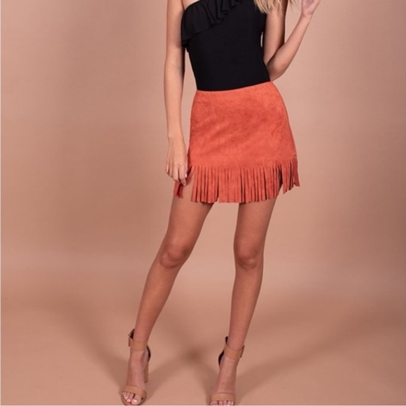 Kittenish Fringe With Benefits Boho Faux Suede Fringe Hem Front